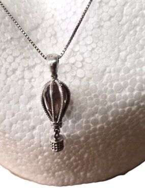 Vintage Y2K Sterling Silver Hot Air Balloon Necklace Whimsical Fairycore Kawaii